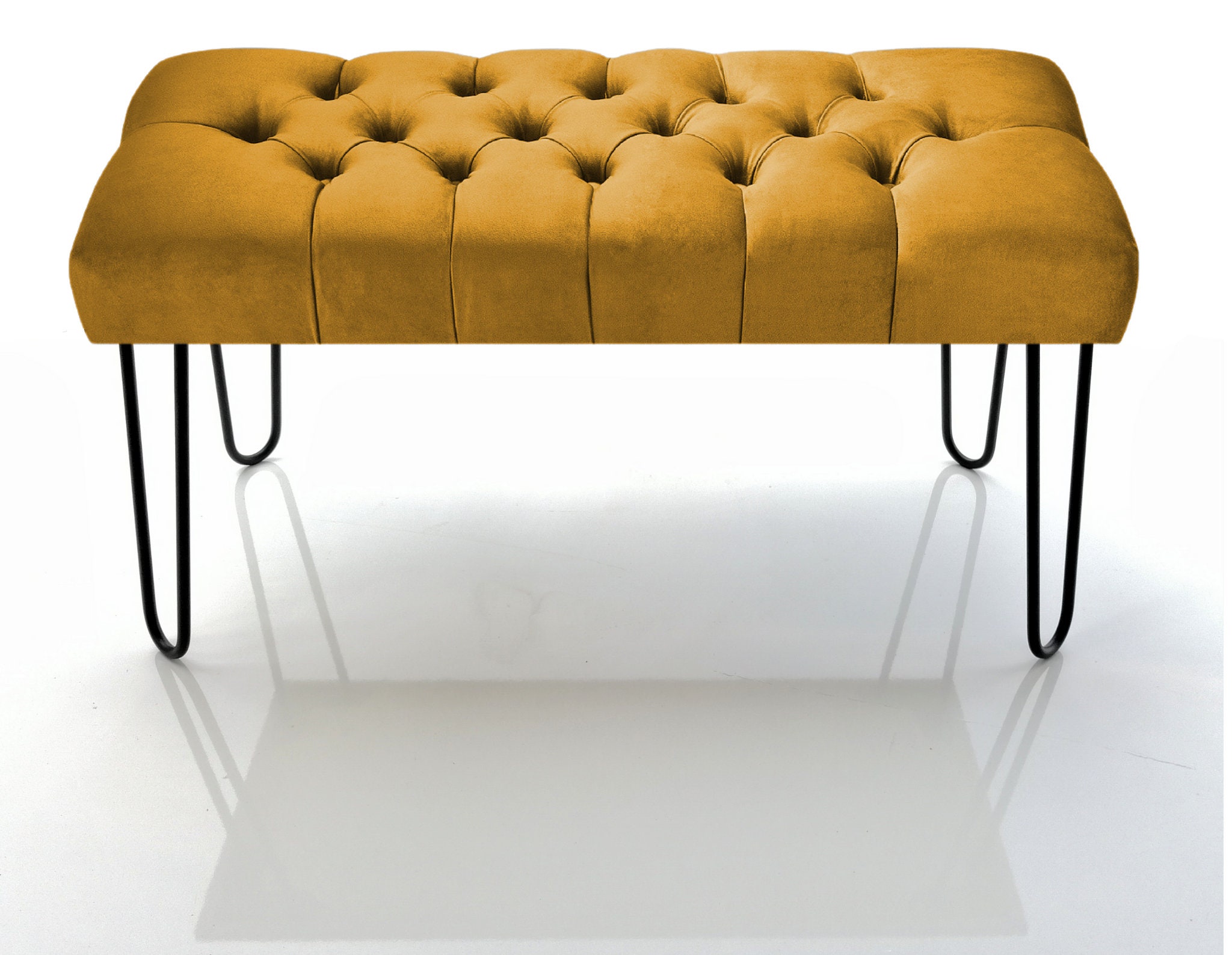 Mustard Velvet Hallway Bench Upholstered Seat Bench Loft Etsy