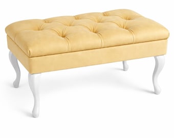 Coffre, banquette avec rangement, coffre chesterfield rembourré, banc avec rangement, siège avec rangement, boîte rembourrée vert bouteille