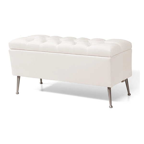 Malle azur| grand coffre de rangement pour banc rembourré | Commode Chesterfield matelassée |Conteneur profond |siège pouf avec rangement |