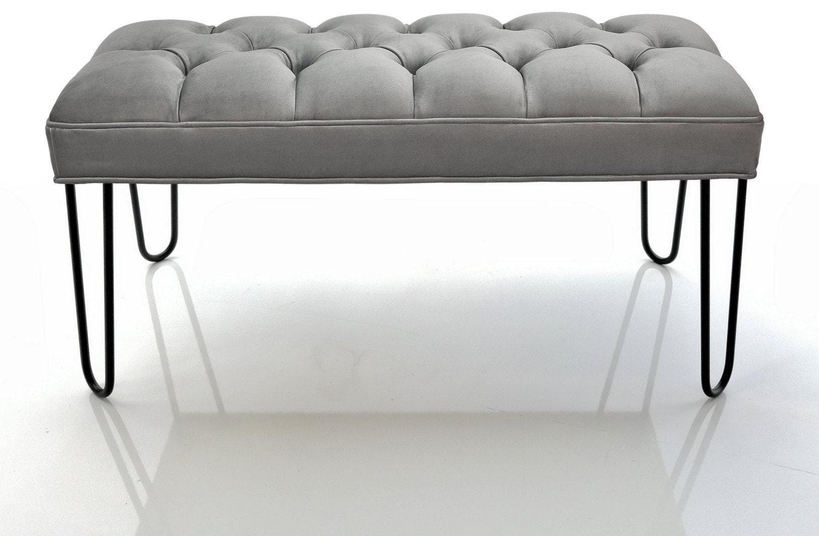 Button Down Bench Hairpin Bench | Bench With Buttons | Hallway Deep Buttoned | Gray ...