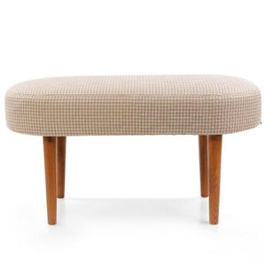 Glatte Bank, Industriell, Eingangsbank, gepolstert, handgemachter ovaler Pouffe, Flur, Muster Loft Rundsitz, Ruheflur, Samtstoff