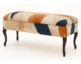 Coffre|banc avec rangement|coffre rembourré|banc  rangement|siège avec rangement|boîte rembourrée monstera|bac à literie|feuilles d'or noir