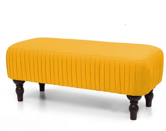 Handmade Bench |Pouffe Hallway | Footstool | Upholstered handmade Seat|Pouffe Hallway| Footstool Upholstered IMustard Yellow Hallway stool