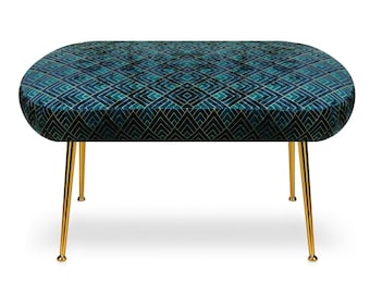Pouf industriale in metallo da banco, poggiapiedi,sedile a soppalco, imbottito, fatto a mano, pouf, corridoio, paterno, sedile, fatto a mano