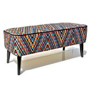 Handmade Bench |Pouffe Hallway |Metal Pouf | Footstool | Upholstered | Handmade Seat | Pouffe Hallway | Retro bench | Footstool Upholstered