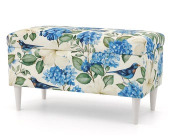 Malle à motifs | avec rangement | coffre Chesterfield rembourré | pouf avec rangement | siège avec rangement | banc caisson tapissé HANDMADE