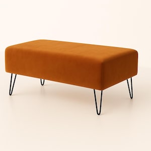 Tavolino Pouf Imbottito – Tessuto e Gambe Personalizzabili – Panchina Elegante per Soggiorno