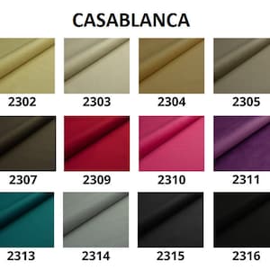 Pode incluir: Uma carta de cores que mostra 16 amostras de tecido diferentes etiquetadas com n&uacute;meros de 2301 a 2316. As amostras de tecido est&atilde;o dispostas em uma grade de quatro linhas e quatro colunas. As amostras de tecido s&atilde;o de uma variedade de cores, incluindo bege, marrom, vermelho, rosa, roxo, verde, azul esverdeado, cinza e preto.
