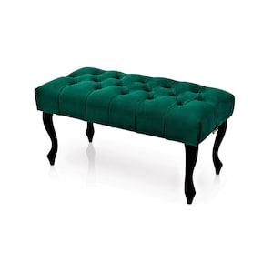 Banco tufado com botões de cristal ou estofados – assento otomano feito à mão, pufe elegante para quarto ou corredor, banco estofado decorativo
