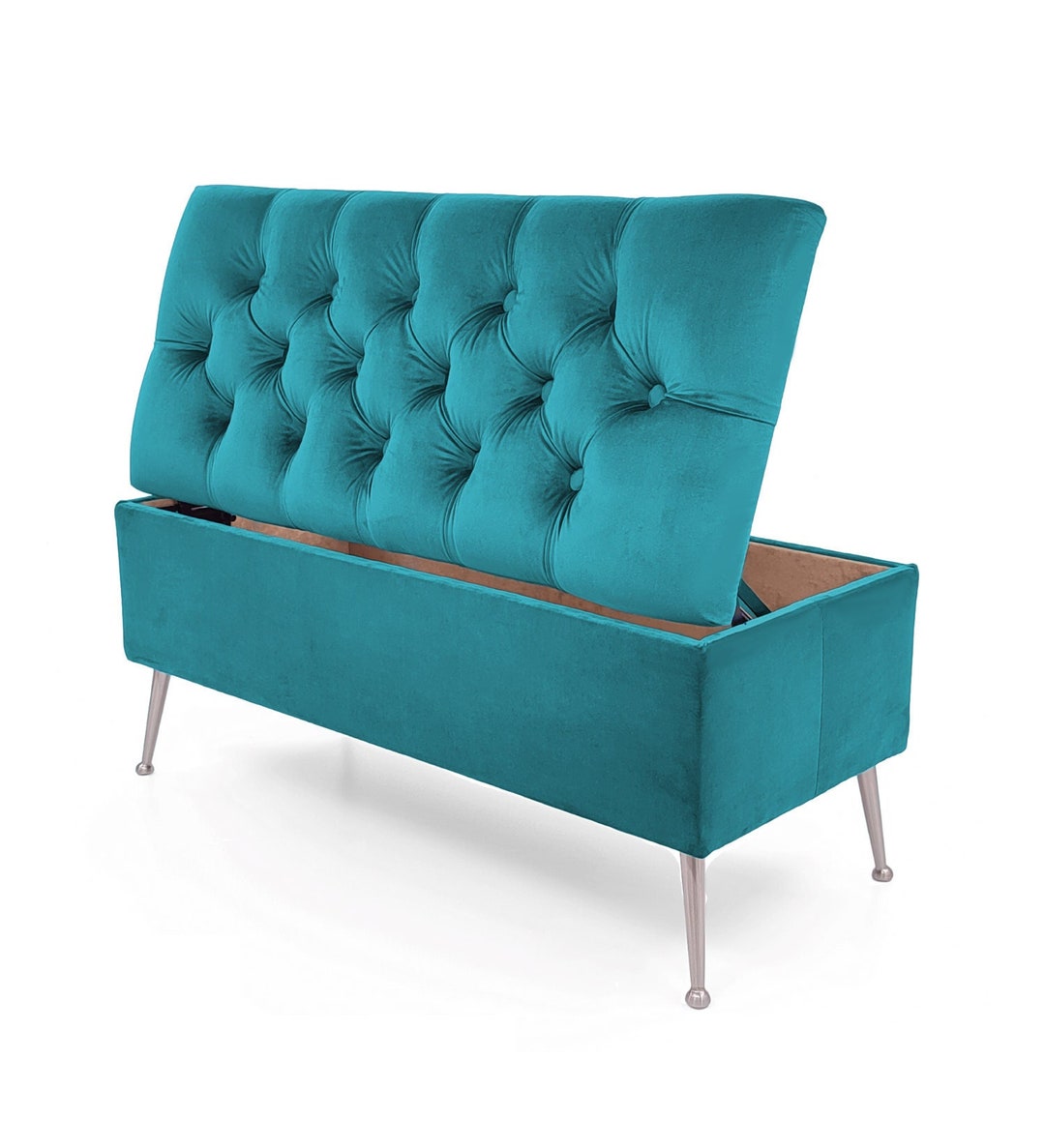 Azure Trunk Large Upholstered Bench Storage Box Quilted Etsy