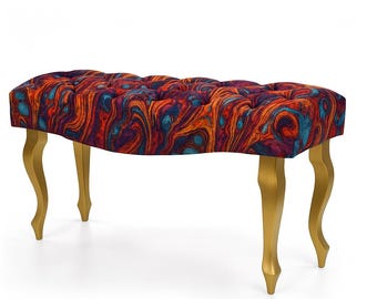 Tabouret banc capitonné couleur ivoire | banc décoratif bleu clair |tabouret pieds en bois |banc de chambre |banc d'entrée tabouret beige