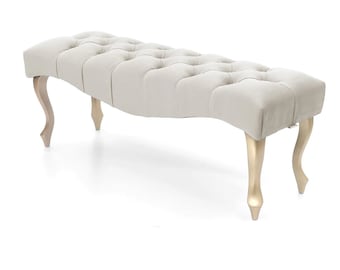 Taburete banco capitoné color marfil | banco azul claro decorativo |taburete con patas de madera |banco de sala | banco de entrada taburete 