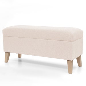 Boucle storage box|Trunk with storage | upholstered chest | pouffe seat with storage | upholstered box bench | Boucle pouffe storage ottoman