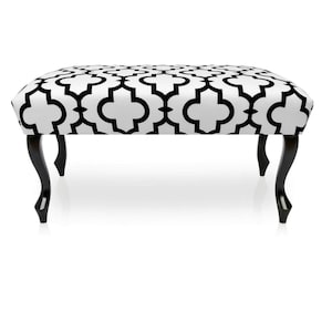 PatternedBench | Pouffe Hallway |  Black and White Footrest | Ottoman Stool | Pouf Upholstered | Furniture Handmade| Made to Measure |Otomi
