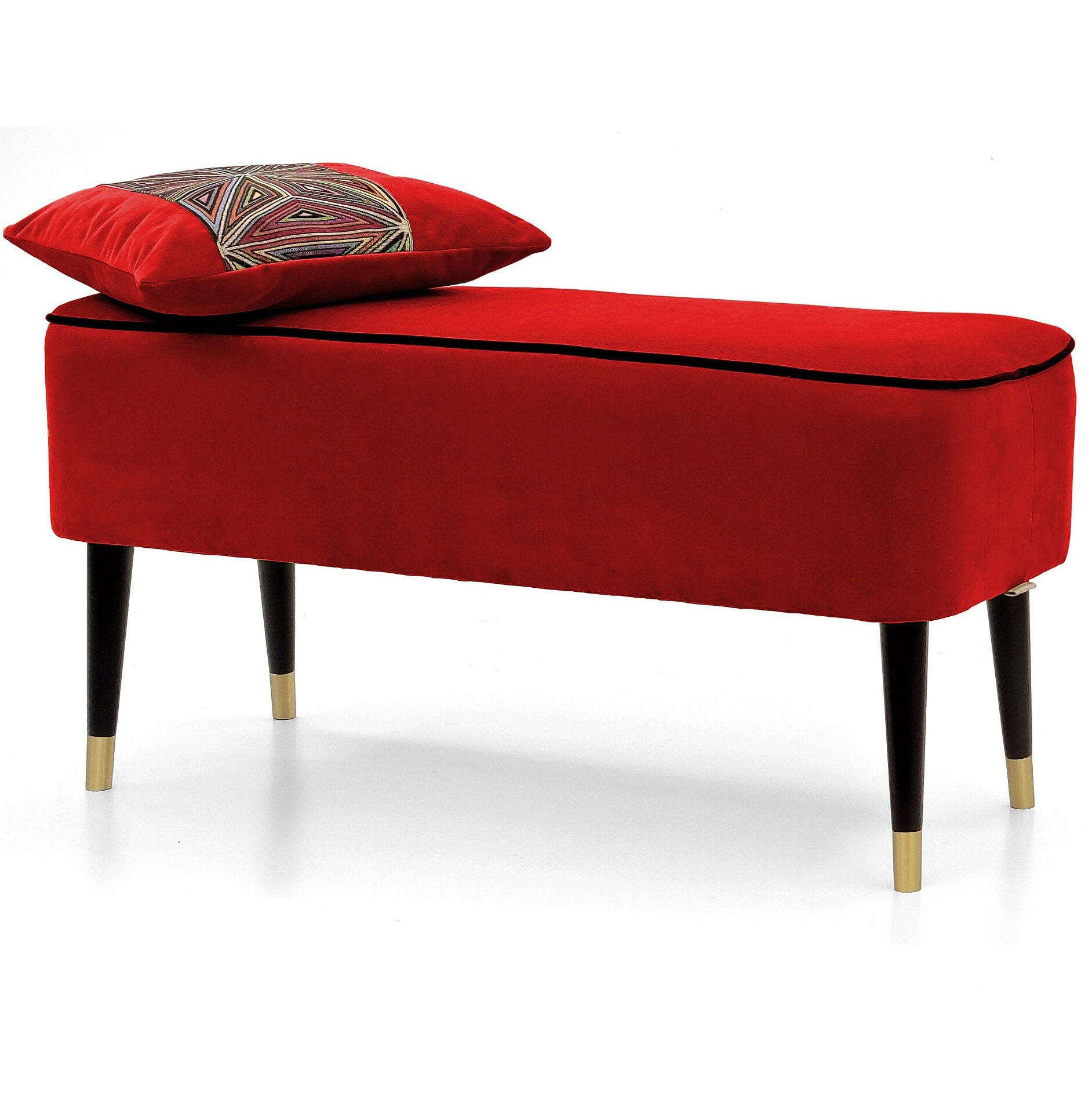 Red Seat Bench Pouffe Hallway Smooth Pouf Footstool Upholstered