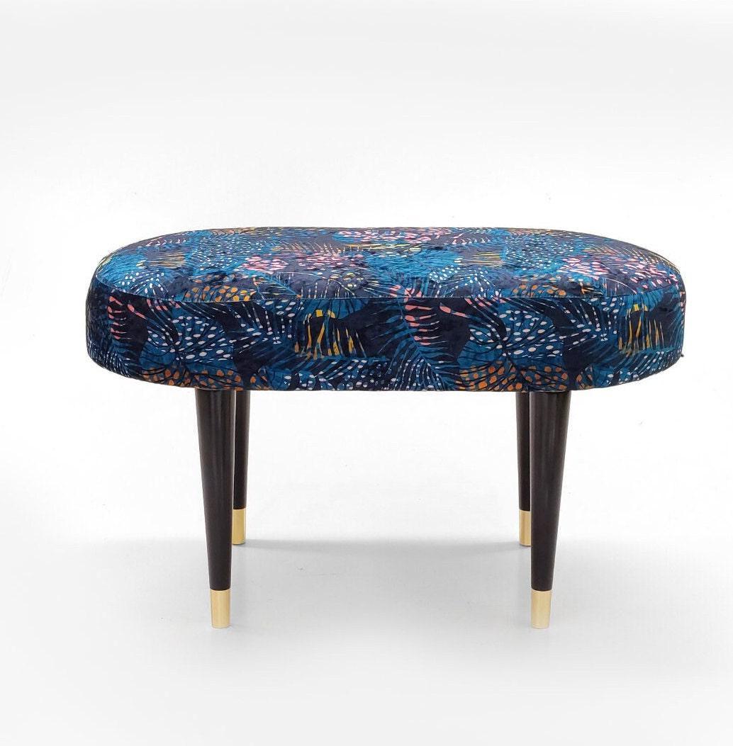 Smooth Bench,Industrial, Entryway Bench, Upholstered, Handmade Oval Pouffe, Hallway, Pattern Loft Round Seat, Rest Hallway, Piano bench seat