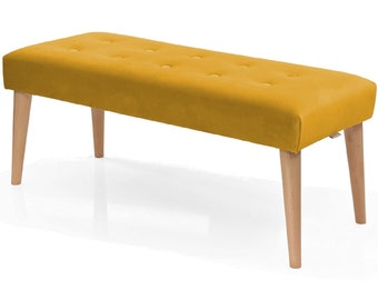 Mustard Yellow Hallway Bench Ottoman Upholstered seating for the hall | RETRO style|Bench for entry |Pouf | Footstool |Furniture Upholstered