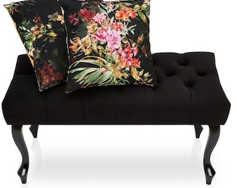 Tufted Upholstered Bench – Handmade Chesterfield Style Seat with Wooden or Metal Legs, Decorative Pouffe for Bedroom, Living Room, Hallway