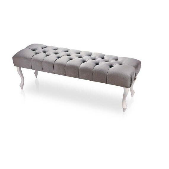 Bank, Fußstütze, Hocker, neuer Chesterfield-Flursitz, Ottomane mit Kristallknöpfen befestigt, vor dem Bett, Ottomane aus Samt und Leder