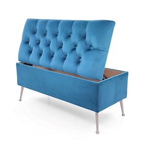 Tronco turchese| grande scatola di immagazzinaggio della panca imbottita |  Contenitore profondo | sedile pouf con contenitore