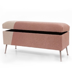 Boucle storage box|Trunk with storage | upholstered chest | pouffe seat with storage |upholstered box bench |Boucle pouffe storage ottoman