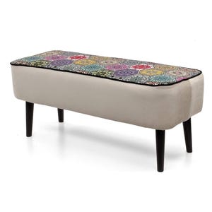 Handmade Bench |Pouffe Hallway | patterned bench Footstool |Upholstered | Handmade Seat | Pouffe Hallway |Retro bench |Footstool Upholstered