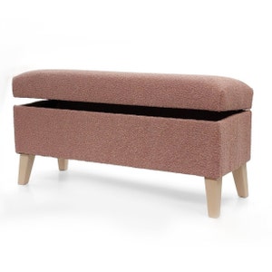 Boucle storage box|Trunk with storage | upholstered chest | pouffe seat with storage |upholstered box bench |Boucle pouffe |storage ottoman