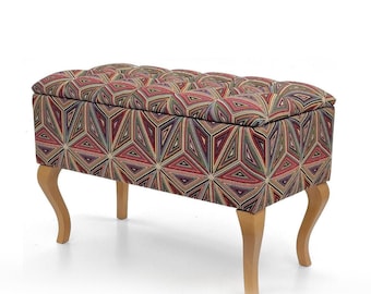 Trunk in patterns | with storage | upholstered chesterfield chest | pouffe with storage | seat with storage | upholstered box bench HANDMADE