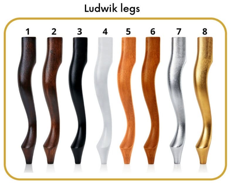 Pode incluir: Oito estilos diferentes de pernas de mesa Ludwik. As pernas s&atilde;o de madeira e est&atilde;o dispon&iacute;veis em uma variedade de acabamentos, incluindo madeira natural, preto, branco, marrom, dourado e prateado.