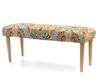 Bench|Pouf|Furniture upholstered|Bench Handmade |Footstool in  bohemian style | Smooth seat for entry | Decor seat |Otomi upholstered