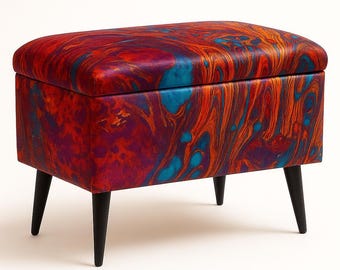 Coffre à motifs | banc avec rangement | coffre rembourré | pouf avec rangement | siège avec rangement | boîte rembourrée | matériaux dans différents motifs