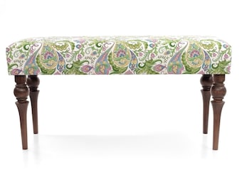 Banc rembourré | Siège fait à la main | Pouf Couloir | Velours à motifs | Meubles rembourrés | Repose-pieds | Ottoman | Siège lisse pour l'entrée |