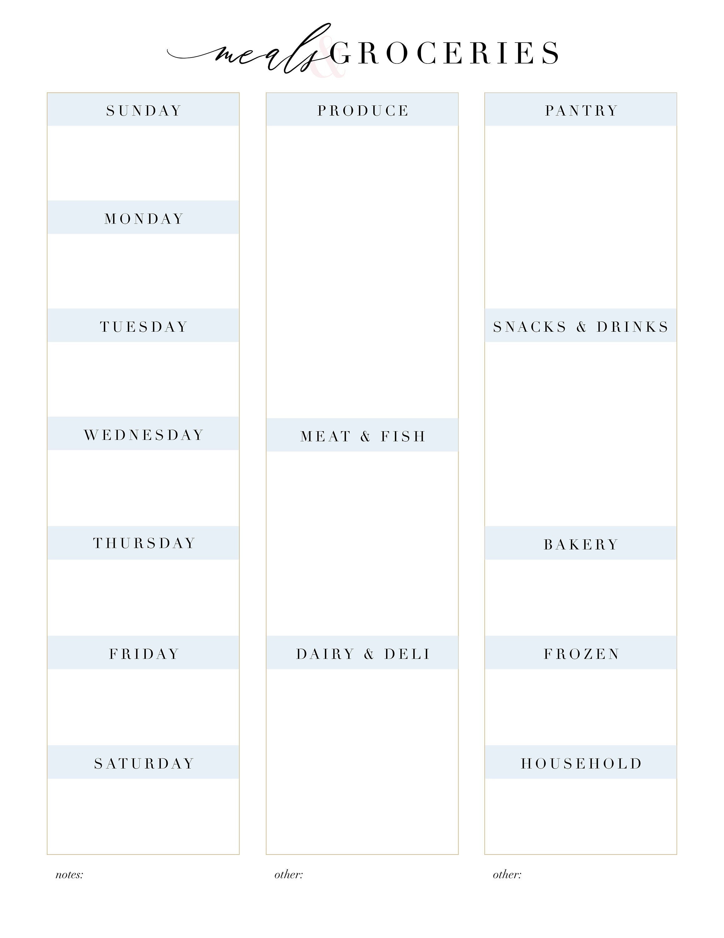 Meal Planner & Grocery List Etsy