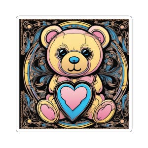 Teddy Bear Sticker, Gothic Bear Sticker, Unique Sticker, Sticker Collector, Bear Sticker, Teddy Bear Gift, Daughter Gift, Stocking Stuffer