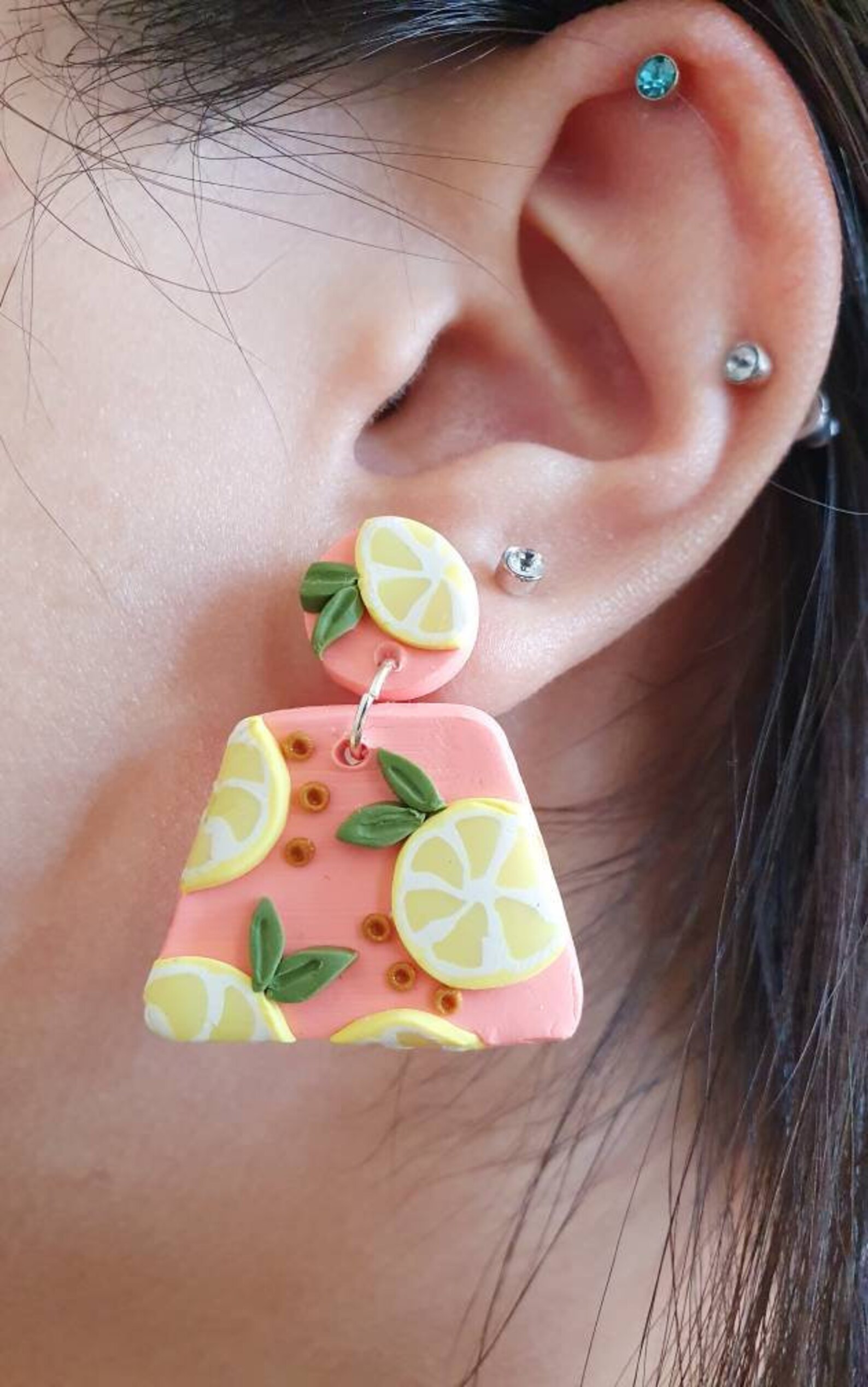 Lemon Earrings / Pink Lemonade Earrings / Fruit Earrings / Etsy