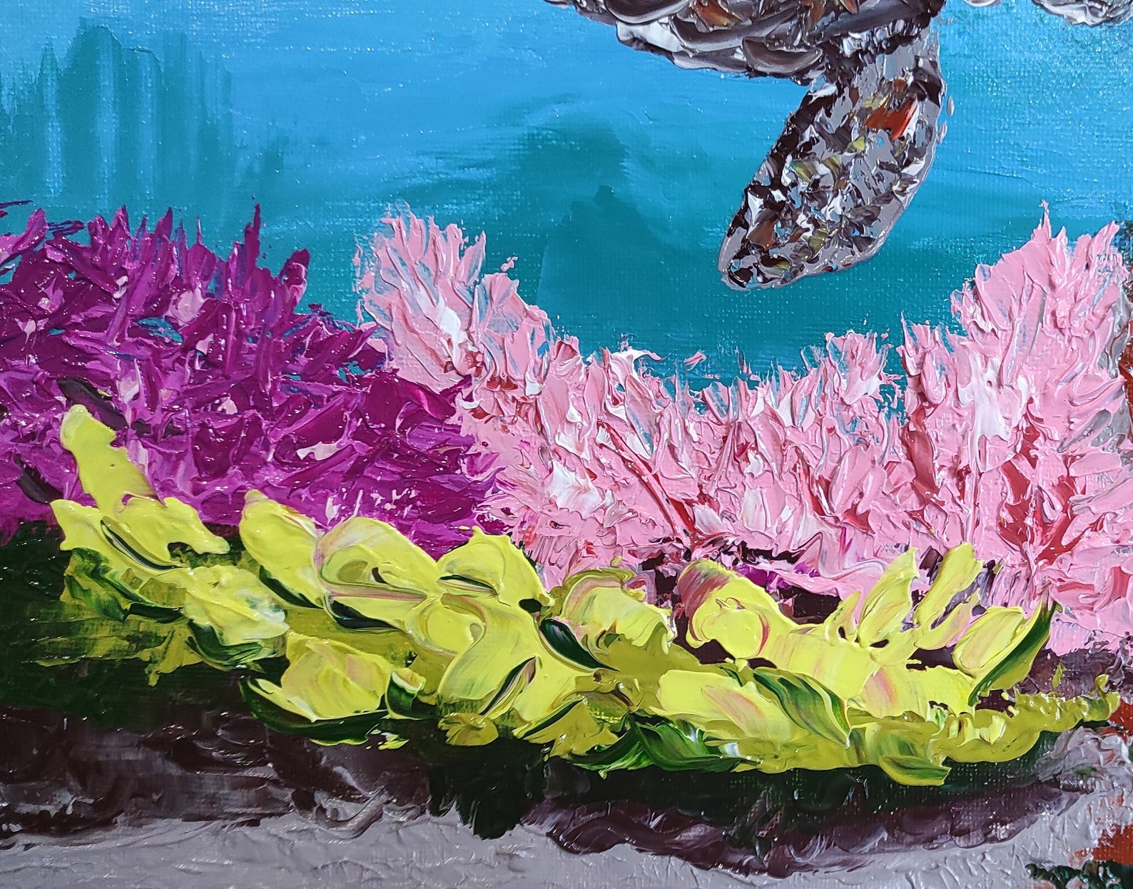 Sea Turtle Painting Underwater Coral Reef Animal Wall Art | Etsy