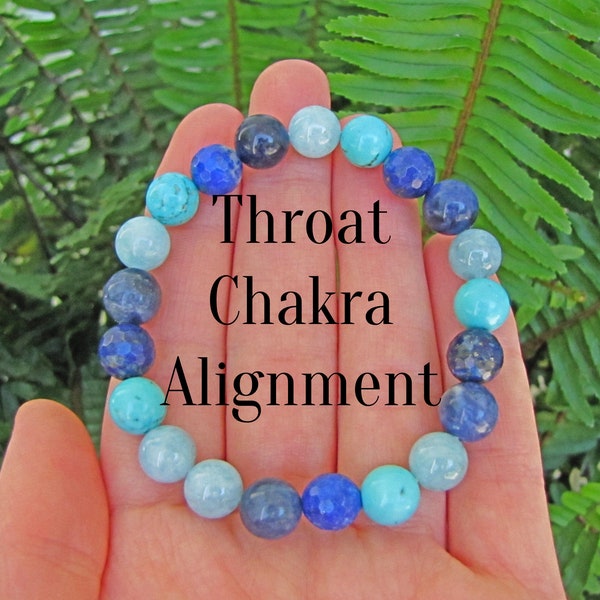 Reiki Infused Throat Chakra Healing Bracelet, Turquoise, Aquamarine, Sodalite, Lapis Lazuli, Energy Bracelets, Intention Bracelets, Yoga