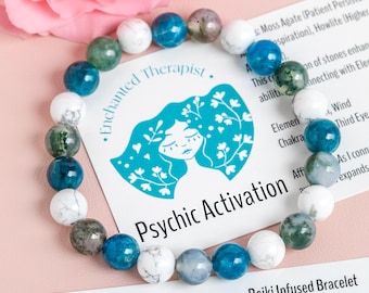Reiki Infused Crystal Bracelet: Moss Agate, Blue Apatite & Howlite