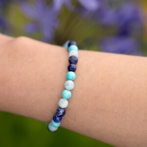 Reiki Infused Throat Chakra Bracelet: Turquoise, Aquamarine, Lapis Lazuli image 2