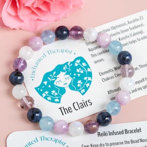 The Clairs Reiki Gemstone Bracelet: Moonstone, Auralite-23, Aquamarine