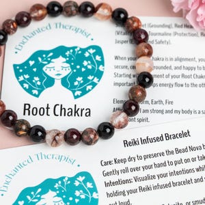 Reiki Infused Root Chakra Bracelet: Garnet, Jasper & Black Tourmaline