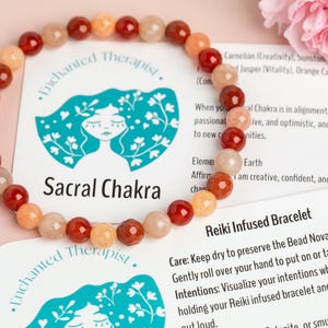 Reiki Infused Sacral Chakra Bracelet: Carnelian, Sunstone & Red Jasper