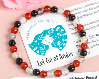 Reiki Infused Carnelian Bracelet: Chalcedony & Onyx Healing