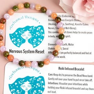 Reiki Infused Kunzite Bracelet: Nervous System Reset, Heart Chakra image 1