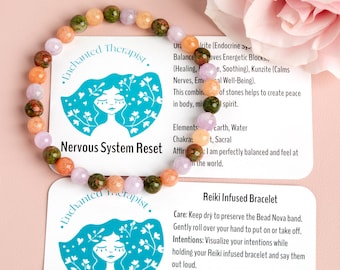 Reiki Infused Kunzite Bracelet: Nervous System Reset, Heart Chakra