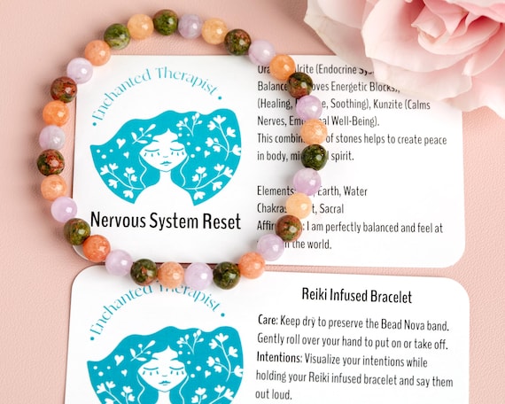 Reiki Infused Kunzite Bracelet: Nervous System Reset, Heart Chakra