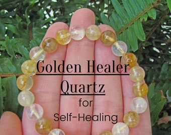 Reiki Infused Golden Healer Quartz Healing Bracelet -Solar Plexus - Chakra Jewelry - Yoga Jewelry - Protection Jewelry - Boho Jewelry