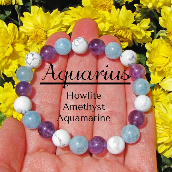 Reiki Infused Aquarius Bracelet, Aquarius gift, Reiki Gift, Yoga Gift, Chakra Jewelry, Crystal Healing Bracelet, Reiki Jewelry, Zodiac, Heal