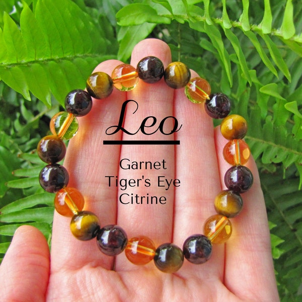 Reiki Infused Leo Healing Bracelet, Healing Crystal, Energy Bracelet, Gemstone Bracelet, Reiki Jewelry, Boho, Chakra, Yoga Jewelry, Yoga