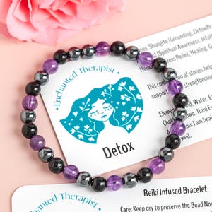 Reiki Detox Bracelet: Shungite, Amethyst & Hematite Healing Crystals